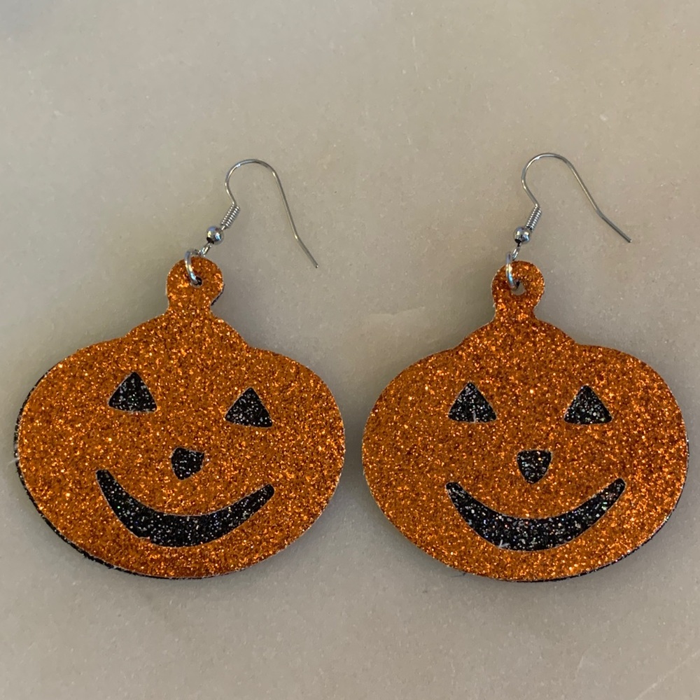 Glittery Pumpkin Earrings